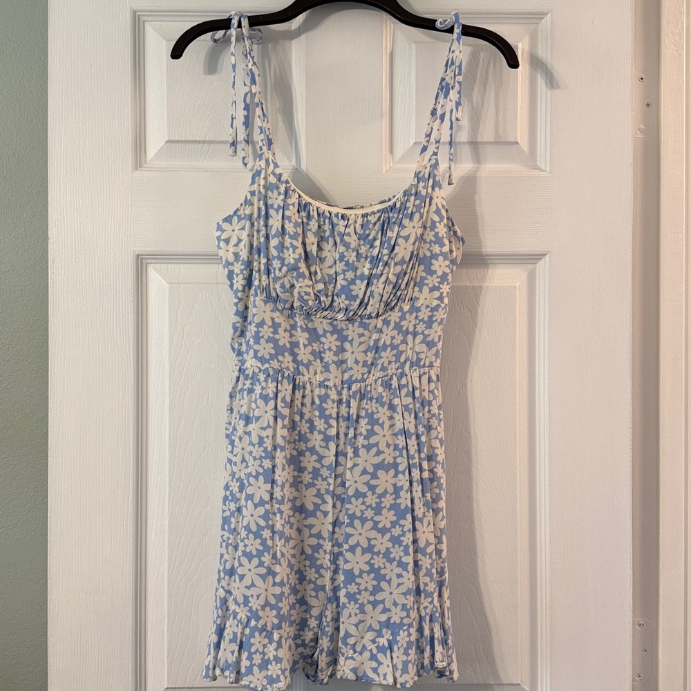 Lily Rose Blue and Cream Floral Romper
